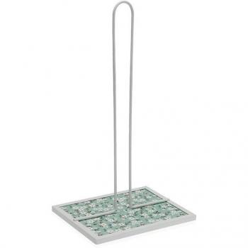 Portarrollo de Papel de Cocina Versa Flores Metal Acero Madera MDF 16,5 x 31 x 13 cm