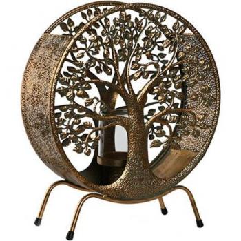 Portavelas Home ESPRIT Dorado Metal Cristal 30 x 11 x 36 cm