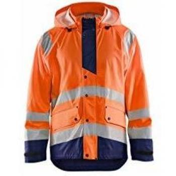 Chaqueta de lluvia alta visibilidad nivel 3 Blaklader naranja/azul marino talla S