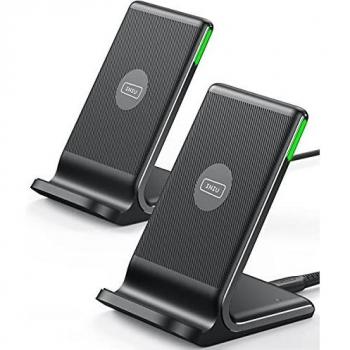 INIU Cargador Inalámbrico Rápido[2Pack], 15W Qi Wireless Charger Estación Compatible con iPhone 13 12 11 Pro MAX XR XS X 8 Plus Samsung Galaxy S20 S10 S9 S8 Note10 9 AirPods Huawei Xiaomi etc