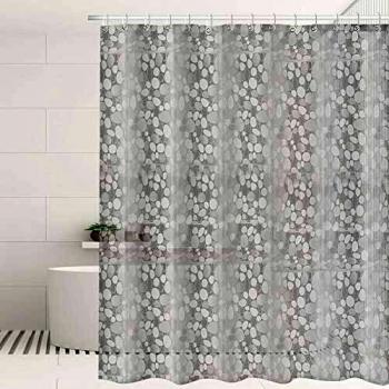 Cortina Baño, EVA Cortinas de Ducha y Bañera 180X200 CM,Antimoho, Antibacteriano, Patrón de Ducha 3D Piedra Cortina Bañera Semi-Transparente Lavable Shower, con 12 Ganchos de Metal Antioxidantes