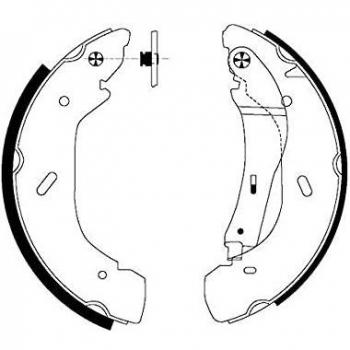 Juego de zapatas de freno HELLA 8DB 355 001-961 para Ford Transit Mk5 con levante de freno a mano, incluye juego de zapatas y características H9170