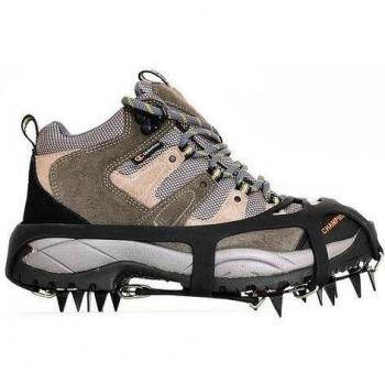 Universal 18 dientes de acero antideslizante Pinza hielo nieve Tracción las grapas de seguridad Proteger los zapatos para patinar sobre la nieve yendo de excursión de pesca al aire libre