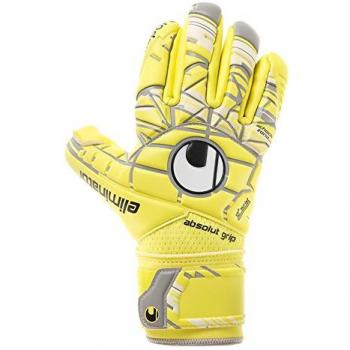 uhlsport Eliminator Absolutgrip Finger Surround Guantes, Amarillo Flúor Lite / Gris, 7