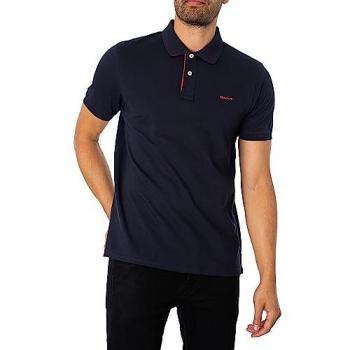 Polo GANT Regular Fit de Piqué Contrast con Logotipo, Azul Noche, Talla XXXL para Hombre