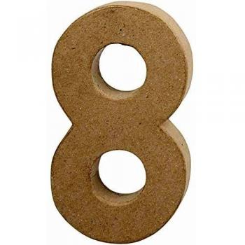 Número 8 de papel maché grande, altura: 20,5 cm, un pieza