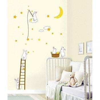 Ambiance Adhesivos de la Pared para los niños Conejo y Estrellas - 9 Inches