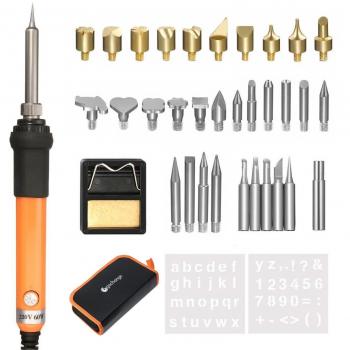 39in1 Pirograbado de Madera Kit&Soldadura Eléctrica Kit,GOCHANGE Incluye Pluma de Temperatura Ajustable, 28Puntas de Pirograbado de Madera, 5Puntas de Soldadura de Reparación y Accesorios