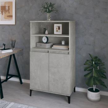 Aparador alto de madera contrachapada gris hormigón 60x36x110 cm, mueble de almacenaje de salón, buffet para salón, armario auxiliar y armario de almacenamiento
