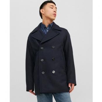 Jack & Jones Blue Captain Peacoat, Single-Breasted Coat, Male, Blue, Size: L