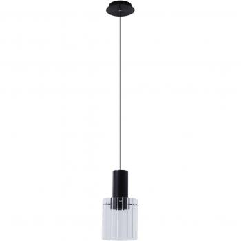 Lámpara colgante Eirian, Ø 18 cm, negro, cristal, E27, moderna, hecha de metal y vidrio para salón y comedor (1 llama)