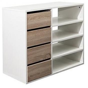 TemaHome Mueble de almacenamiento con 4 nichos/4 cajones Madera blanca/Chêne/Natural 89,5 x 73,2 x 39,6 cm, 4085A2134A00