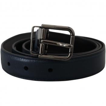 Dolce & Gabbana Blue Leather Silver Metal Buckle Vintage Belt - 90 cm / 36 Inches