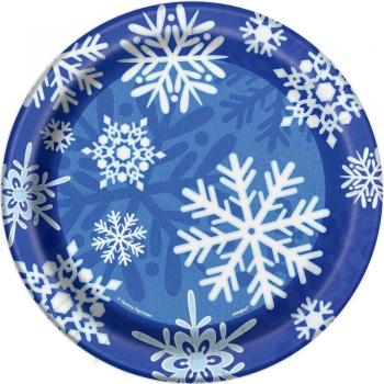 Unique Party - Platos de papel para postre, diseño copos de nieve, tamaño pequeño