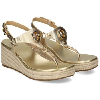Sandalias de cuña Casey de mujer en piel con logotipo - Dorado Talla 8.5
