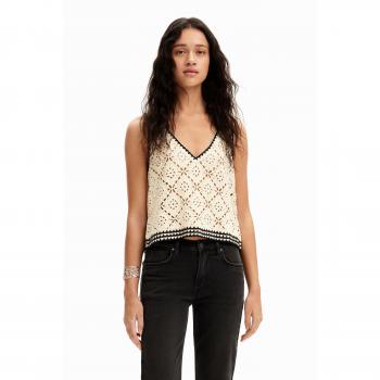 Camiseta de mujer tirantes crochet blanco Desigual