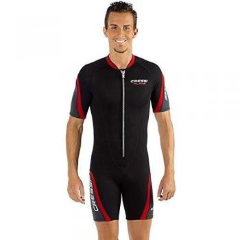 Cressi Playa Man Shorty Wetsuit 2.5 mm-Traje Monoshort sin Capucha en Neopreno 2.5mm Biforrado para Hombre, Negro/Rojo/Gris, S/2