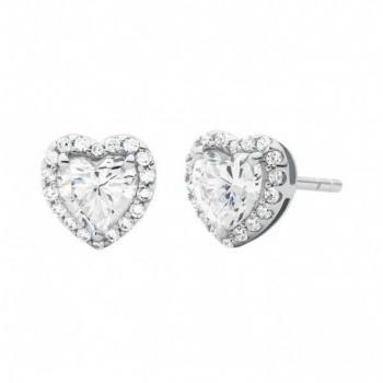 Pendientes Kors Brilliance de plata con circonita Corazón - Michael Kors, modelo MKC1519AN040, pendientes PREMIUM de plata esterlina en tono plateado para mujer