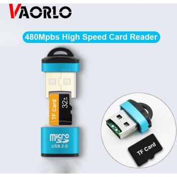 Lector de tarjetas USB 2.0 Mini VAORLO, 480 Mbps, alta velocidad y compatibilidad para ordenador, PC y portátil, color verde