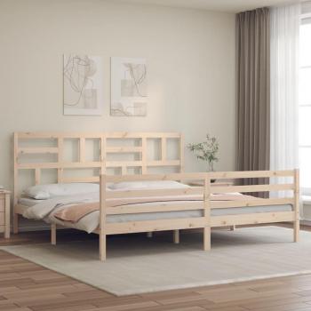 Cama Super King Size con Cabecera en Madera Maciza