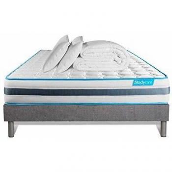 Pack Completo BodyFlex 180x200 cm - Colchón de Memoria de Forma y Somier con Láminas - Incluye Edredón y 2 Almohadas