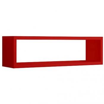 Estante de pared rectangular rojo mod. Regolo 60x17 cm