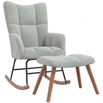 Light Grey Velvet Rocking Chair with Ottoman