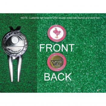 Virginia Tech University Golf Divot herramienta w/un bal de doble cara