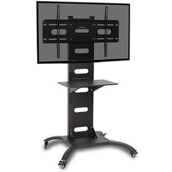 Duronic TVS3F1 Soporte para TV |Base del Televisor para Pantallas de 30 a 50 | 76 a 127 cm y hasta 50 kg de Peso | Soporte TV con Estantería de Cristal para DVD Bluray Home Cinema