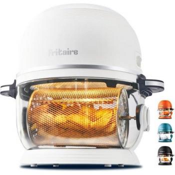 Fritaire 5-Quart BPA-Free Self-Cleaning Glass Bowl Air Fryer with Rotisserie Functions - White