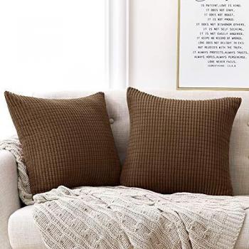 Deconovo Funda de Almohada Decorativa Cuadrado Suave 2 Piezas 40x40cm Moca