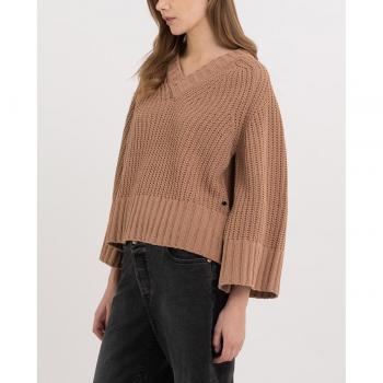 Replay Jersey de Mujer Marrón con Cuello de Pico