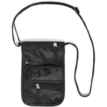 Portadocumentos de cuello de Nomalite | Bolsa bandolera de viaje negra con 5 bolsillos