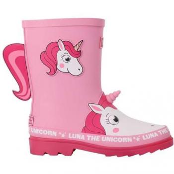 Regatta Kids Waterproof Mudplay II Unicorn Wellies - Pink, Size UK Junior 1