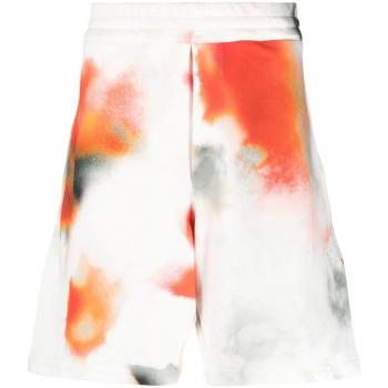 Alexander McQueen Men's Obscure Flower Cotton Shorts in White | Size Medium | 776277QXAAS9113