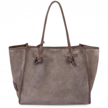 Gianni Chiarini Women's Grey Suede Tote Bag with Leather Handles - One Size