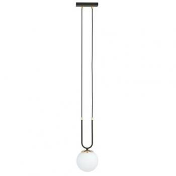 Lámpara de Suspensión Glam EPIKASA, Acero con recubrimiento de polvo y Vidrio, Negro y Blanco, 15x115x15 cm