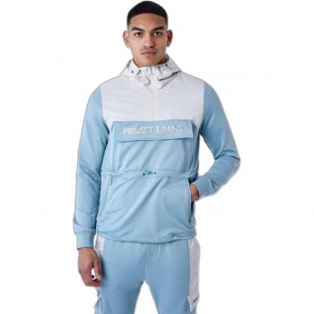 Two-Tone Windbreaker Style Hoodie Project X Paris - Grey Blue, Size S