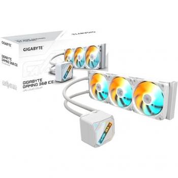 GIGABYTE GAMING 360 ICE ARGB Liquid CPU Cooler - 3x120mm Fans, Slide-in Interlocking, Daisy-Chain, Intel LGA 1851 & AMD AM5 Compatible