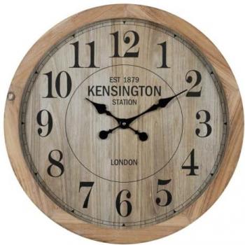 Reloj de Pared Natural Madera Cristal 60 x 60 x 6,5 cm - Diseño Moderno