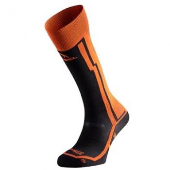 Lurbel Ski Pro Six - Calcetines de esquí unisex largos, sin costuras, térmicos, altos, color negro/naranja, talla XL (45/47)
