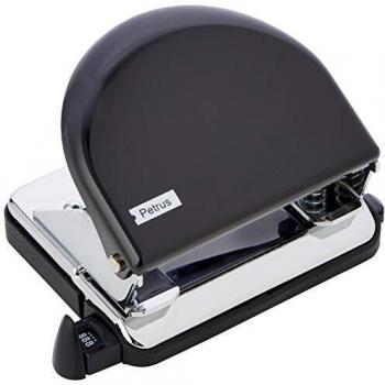 Petrus Taladro de Oficina Clásico con Barra Guía y Marcas de Formato, Perfora 20 Hojas, Metal, Gama WOW, 626830 - Negro