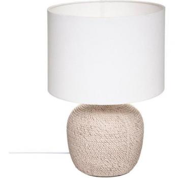 Lámpara de mesa Davia en cerámica blanca y beige, altura 40 cm