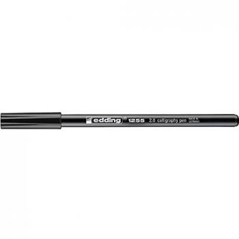 edding 1255 rotulador caligráfico - negro - 1 rotulador - punta 2 mm - rotulador de fibra para papel, madera, terracota - principiantes, letras a mano, bullet journals, libros de caligrafía