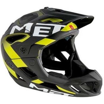 Casco de Ciclismo Met Parachute en Negro y Amarillo, Talla L (59-62 cm)