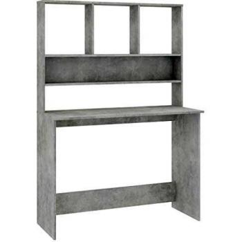 vidaXL Desk with Shelf Concrete Grey 110x45x157 cm Engineered Wood
