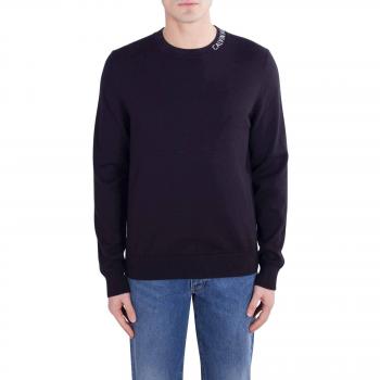 CALVIN KLEIN JEANS Men - Black premium cotton logo crewneck sweater - Size L