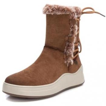 Refresh - Botín de mujer con doble suela, cordones, cremallera, color negro y camel, talla 36 EU