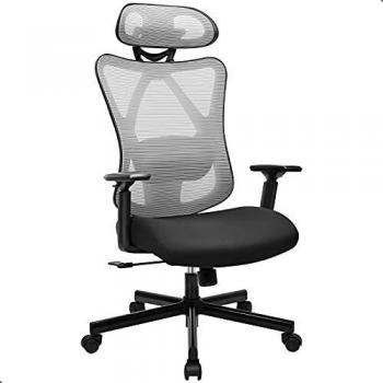 BASETBL Silla Oficina, Silla Escritorio Ergonómica, Sillón Oficina Malla Inclinable con Respaldo Alto, Silla para Computadora con Soporte Lumbar & Reposabrazos Ajustable, Carga 150kg