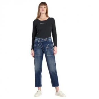 Le Temps des Cerises Women's Boyfriend Jeans Cosy Pocket 7/8 Blue